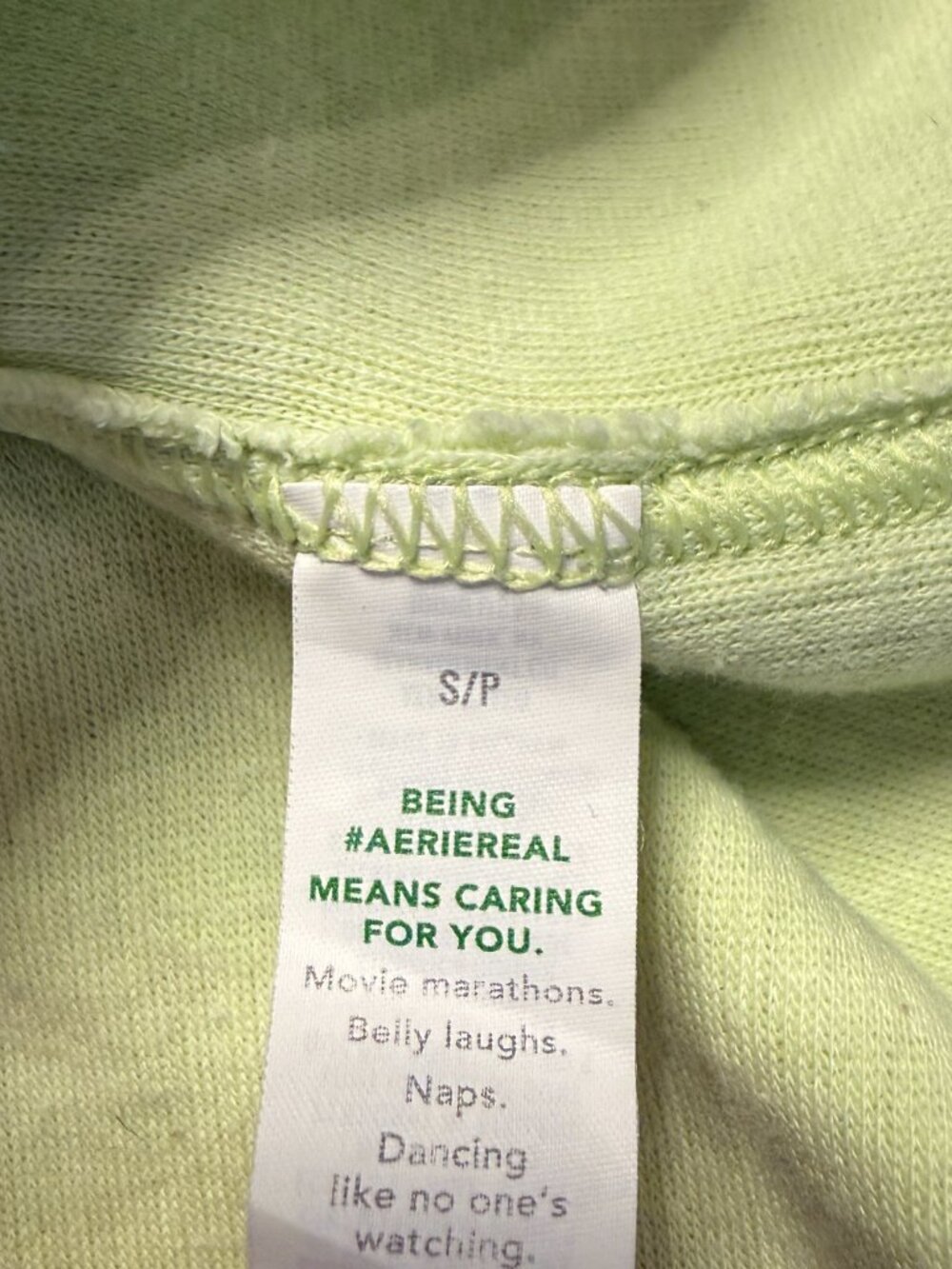Aerie Wonder Textured V-Neck Sweatshirt Women's Small Green Glow Pullover Comfy - Picture 11 of 12